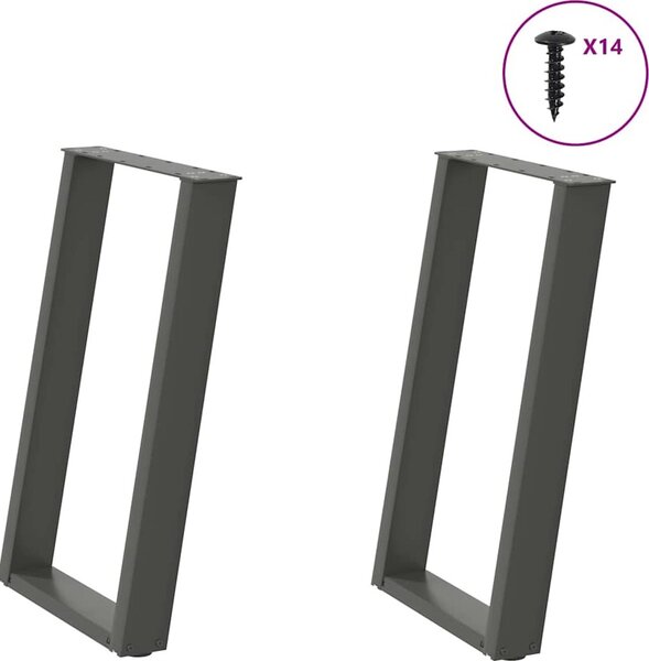 VidaXL Nohy k jídelnímu stolu ve tvaru U, 2 ks, ocel, 50 x (72-73) cm, ocel [4012785] Barva: Černá