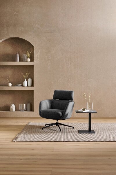 RELAXAČNÍ KŘESLO, kov, textil, černá, tmavě šedá Dieter Knoll - Relaxační křesla