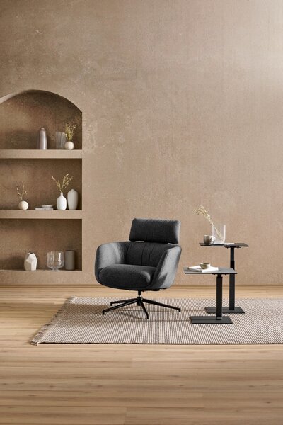 RELAXAČNÍ KŘESLO, kov, textil, černá, tmavě šedá Dieter Knoll - Relaxační křesla
