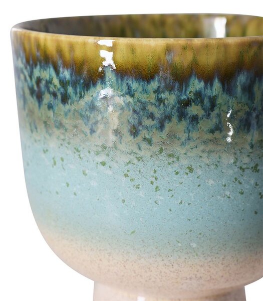 Modrý kameninový obal na květináč Retro Lagoon - Ø 20,5*20 cm - HKLIVING