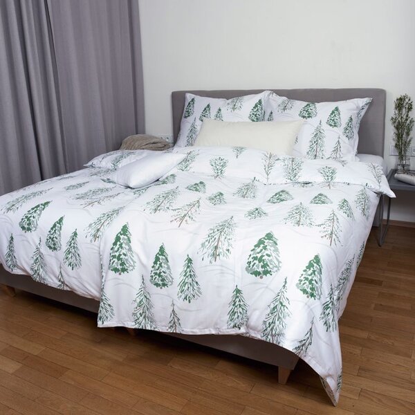 Povlečení SATÉN PLUS woods bílozelená 140 x 200/70 x 90 cm