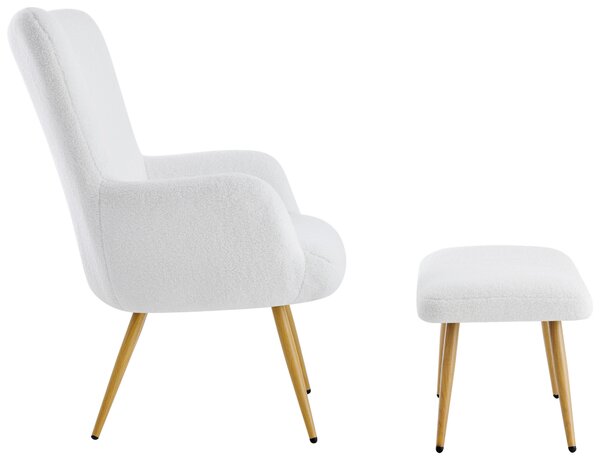 RELAXAČNÍ KŘESLO S TABURETEM, kov, textil, bílá Ti'me - Křesla klasická