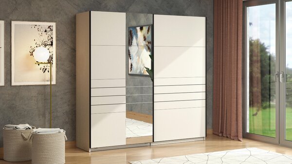 SKŘÍŇ S POSOUVACÍMI DVEŘMI, kašmírová, 220/217,5/61 cm Xora - Šatní skříně