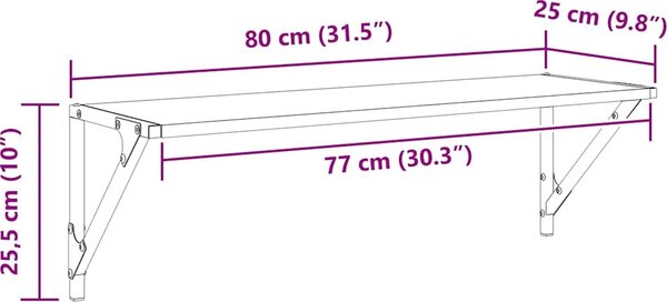 VidaXL Nástěnné police 2 ks, , 80 x 25 x 25,5 cm, z umělého dřeva [882861] Barva: dub sonoma
