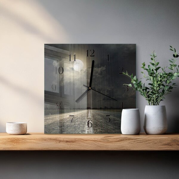 Skleněné hodiny na stěnu Cesta Měsíce zskc-30x30-00176825