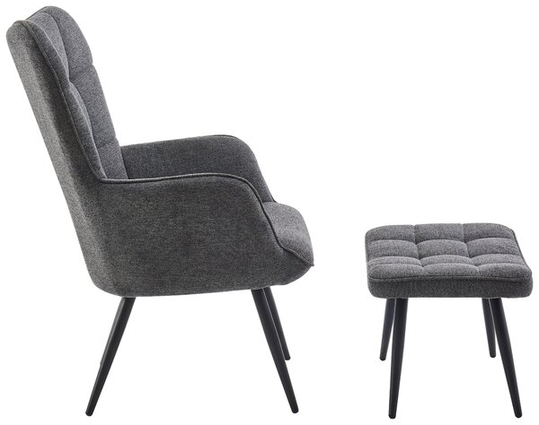 RELAXAČNÍ KŘESLO S TABURETEM, kov, textil, tmavě šedá Ti'me - Křesla klasická