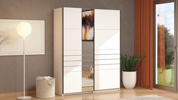 SKŘÍŇ S POSOUVACÍMI DVEŘMI, bílá, 145,5/217,5/60 cm Xora - Šatní skříně
