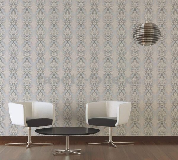 Vliesové tapety na zeď IMPOL 36268-1, rozměr 10,05 m x 0,53 m, barokní vzor modro-hnědý s glittry, A.S. CRÉATION
