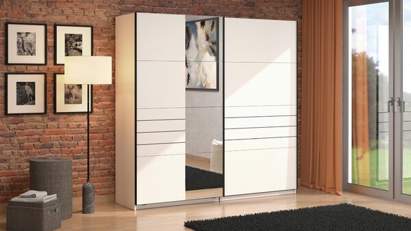 SKŘÍŇ S POSOUVACÍMI DVEŘMI, bílá, 220/217,5/61 cm Xora - Šatní skříně