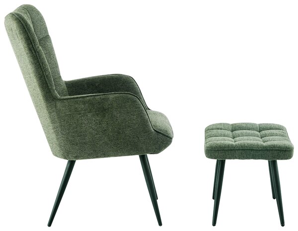 RELAXAČNÍ KŘESLO S TABURETEM, kov, textil, zelená Ti'me - Křesla klasická