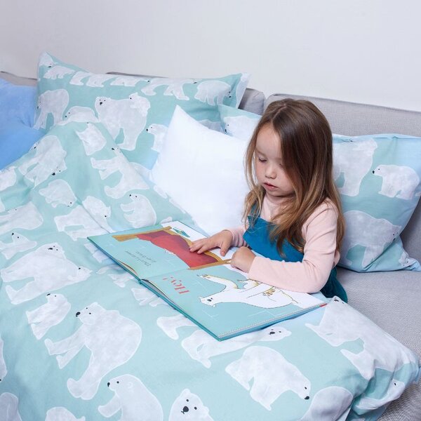 Povlečení KLASIK DESIGN polar bears tyrkysovobílá 140 x 200/70 x 90 cm
