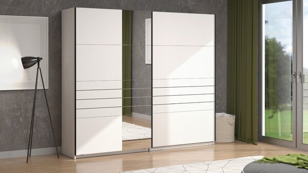 SKŘÍŇ S POSOUVACÍMI DVEŘMI, bílá, 245/217,5/61 cm Xora - Šatní skříně