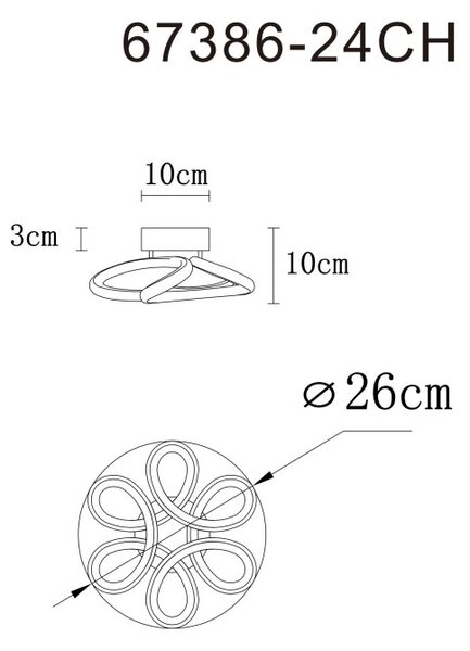 Globo MELISAND 67386-24CH LED přisazené stropní svítidlo | 24W LED | 1512lm