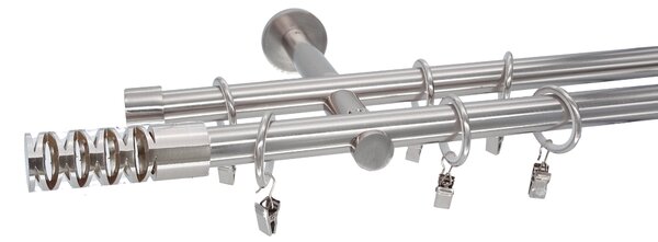 Kovovégarnýže.cz Garnýž Jewel modern 19 mm efekt nerez Varianta jednořadá nebo dvouřadá: Jednořadá, Délka: 120 cm, Uchycení látky: Kroužky s žabkou