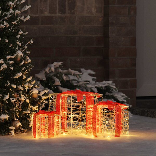 VidaXL Dárková krabice 3 ks 60 LED 20 x 20 x 20 cm Akryl [42019094] Barva: Modrá