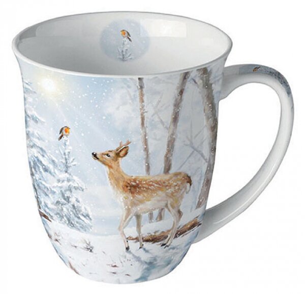 Porcelánový vánoční hrnek Srnka v lese 400 ml