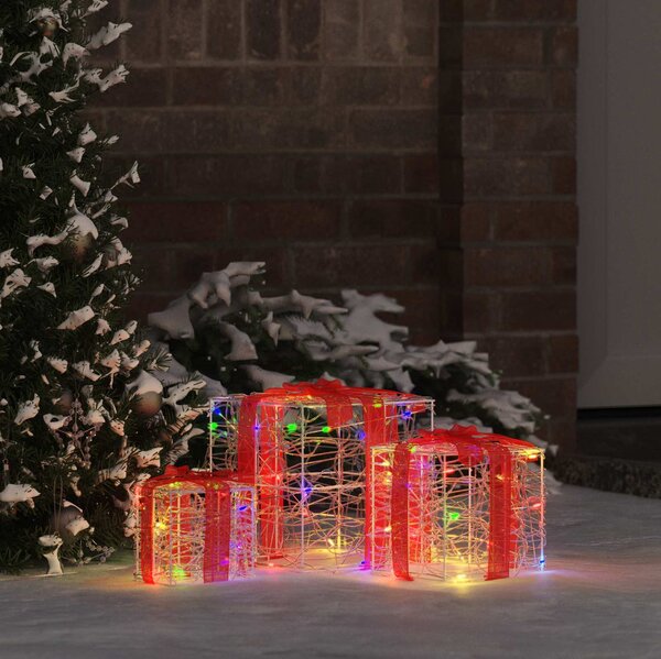 VidaXL Dárková krabice 3 ks 60 LED 20 x 20 x 20 cm Akryl [42019094] Barva: Modrá