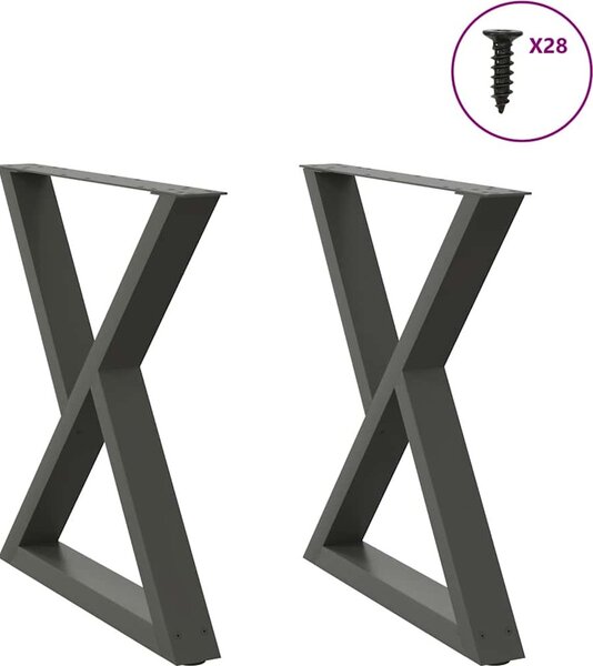 VidaXL Nohy k jídelnímu stolu 2 ks ocel 80 x (72-73,3) cm ocel [4012729] Barva: Černá