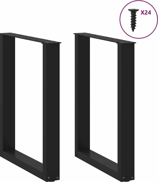 VidaXL Nohy k jídelnímu stolu ve tvaru U, 2 ks, ocel, 60 x (72-73) cm, ocel [4013180] Barva: Černá
