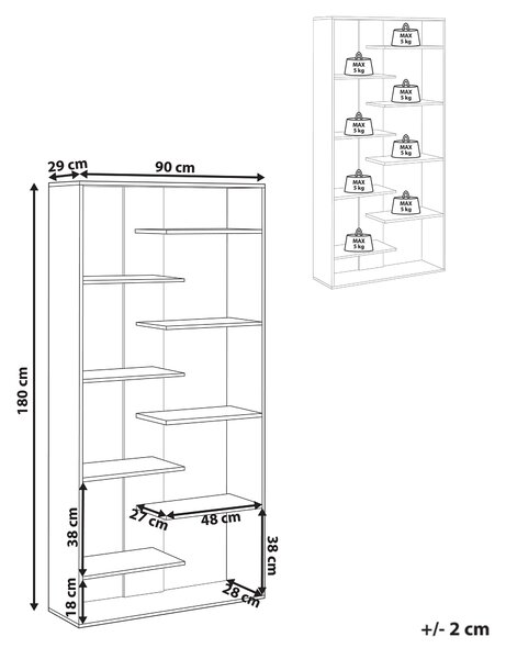 Knihovna s 8 policemi FONTAS 180 cm Světle hnědá