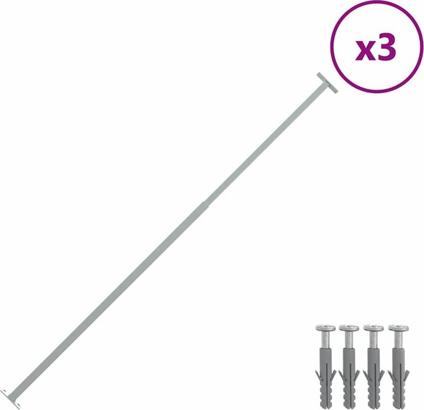VidaXL Nastavitelná bezpečnostní zábrana na okno 3 ks 710–1 200 mm [42031313] Barva: Stříbrná