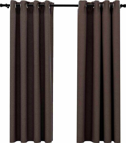 VidaXL Zatemňovací závěsy s kroužky vzhled lnu 2 ks 140x175 cm [321152] Barva: Béžová