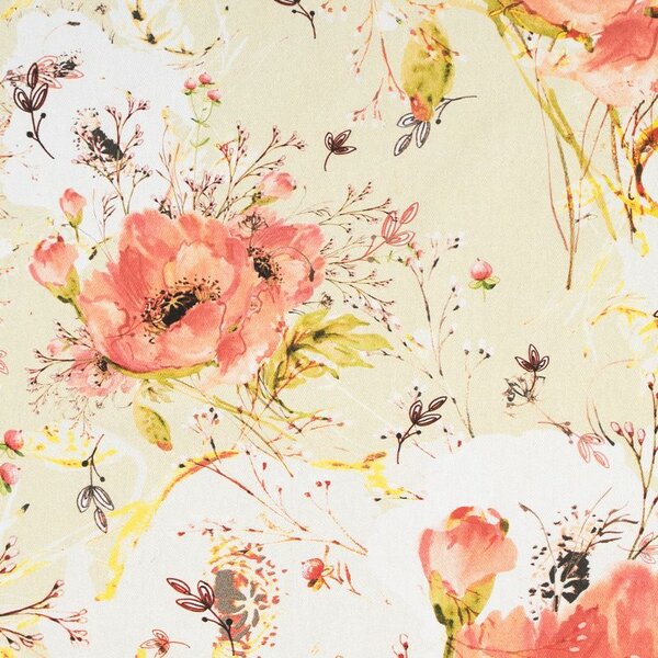 Utěrka FLORA vlčí máky smetanovočervená 50 x 70 cm
