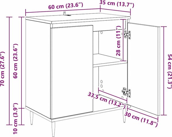 VidaXL Příborník 60 x 35 x 70 cm kompozitní dřevo [882597] Barva: kouřový dub