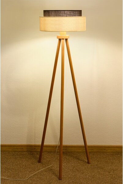 Brilagi - LED Stojací lampa BOHO STYLE 1xE27/15W/230V krémová/hnědá