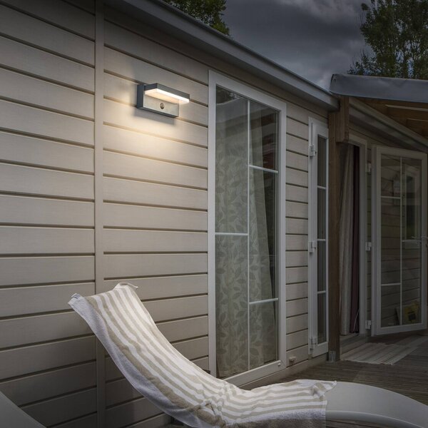 OSRAM SOLÁRNÍ LAMPA ENDURA STYLE ROBUST šedé, senzor IP54 USB, Hliník / šedá / zinek, Hliník, Moderní, Nástěnné svítidlo