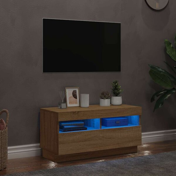 VidaXL TV skříňka s LED 80 x 35 x 40 cm kompozitní dřevo [862566] Barva: bílá s vysokým leskem