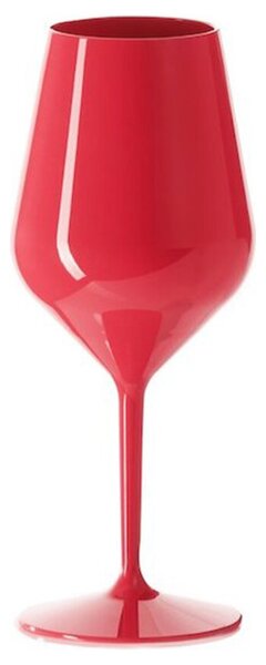 Červená nerozbitná plastová sklenička na víno 470 ml