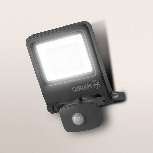 OSRAM venkovní bodové osvětlení ENDURA FLOOD, šedý, senzor 30 W 840 IP44, Hliník / šedá / zinek, Hliník
