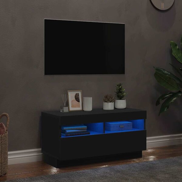 VidaXL TV skříňka s LED 80 x 35 x 40 cm kompozitní dřevo [862566] Barva: bílá s vysokým leskem