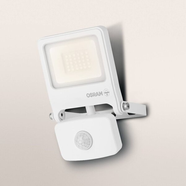 OSRAM venkovní bodové osvětlení ENDURA FLOOD, bílý, senzor 20 W 830 IP44, Bílá / opál, Hliník