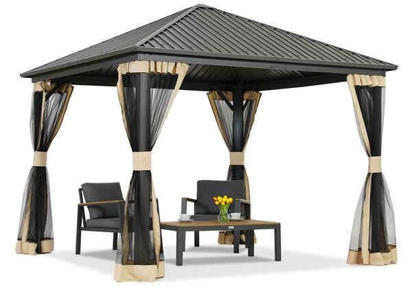Kovový altán Sardinie 3x3 s moskytiérou Garden Point béžový