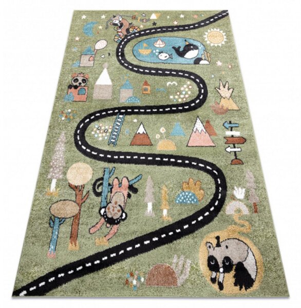 Dětský kusový koberec Cesta z města zelený 120x170cm