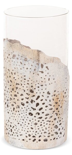 SKLENĚNÝ DEKORAČNÍ SVÍTNÍK DIMON (02) (FI) 16X32 CM VÍCEBAREVNÁ