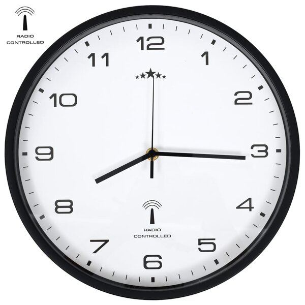 Rádiem řízené nástěnné hodiny Quartz 31 cm bíločerné