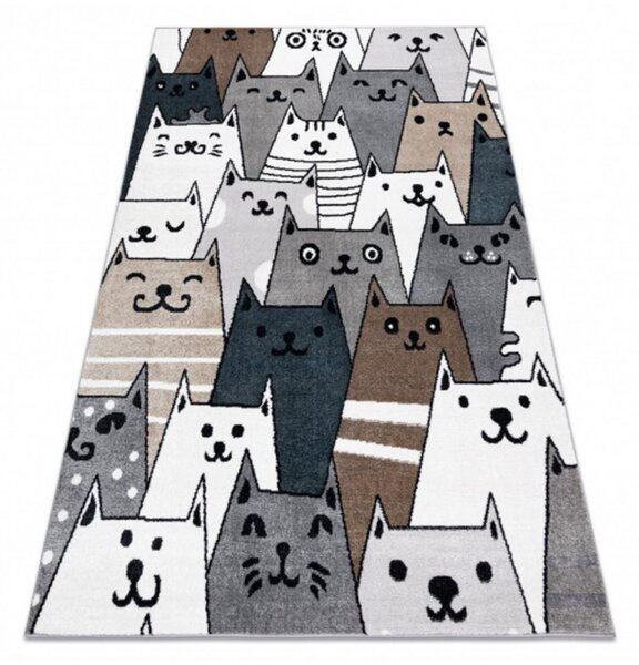 Dětský kusový koberec Kočky šedý 280x370cm
