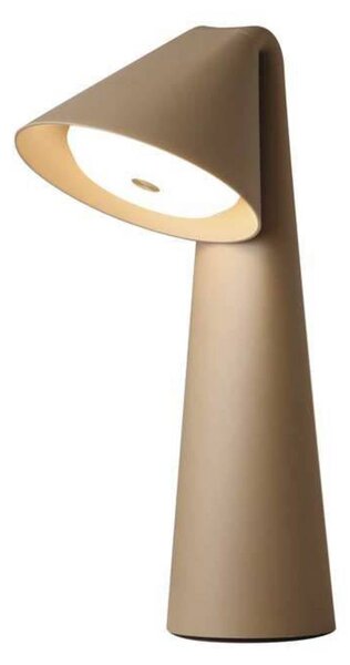 FRANDSEN LED stolní lampa na baterii Ami, šedo-béžová, 32 cm, stmívatelné, stmívatelný, Krémová / jantar, Obývací pokoj / jídelna, kov, Moderní