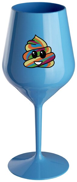 DUHOVÉ VESELÉ EE - modrá nerozbitná sklenička na víno 470 ml