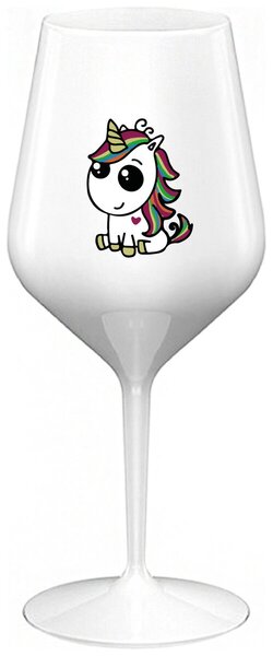 DUHOVÝ JEDNOROŽEC - bílá nerozbitná sklenička na víno 470 ml