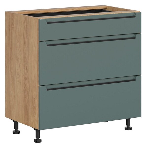 BRW Kuchyně Family Line Iris D3S-80/82-2SFB/SFB, dub hikora/boho green matt