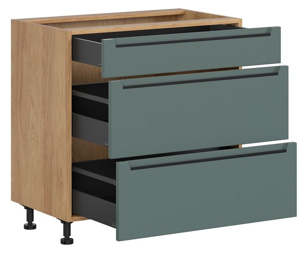 BRW Kuchyně Family Line Iris D3S-80/82-2SFB/SFB, dub hikora/boho green matt