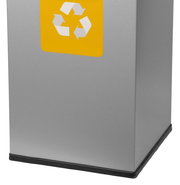 Alda Koš na tříděný odpad Eko Square Nord 90 l, žluté víko - plast, lakovaná ocel, šedá