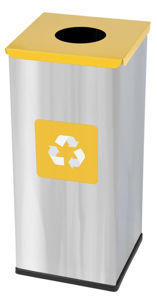 Alda Koš na tříděný odpad Eko Square 60 l, žluté víko - plast, nerez ocel, lesklá