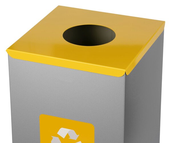 Alda Koš na tříděný odpad Eko Square Nord 90 l, žluté víko - plast, lakovaná ocel, šedá
