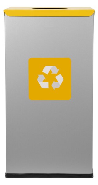 Alda Koš na tříděný odpad Eko Square Nord 90 l, žluté víko - plast, lakovaná ocel, šedá