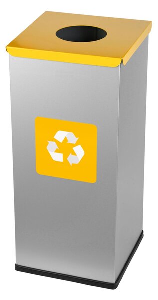 Alda Koš na tříděný odpad Eko Square 60 l, žluté víko - plast, lakovaná ocel, šedá